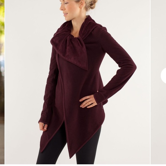 LULULEMON EUC BURGUNDY FLEECE LINED PRESENCE OF PEACE JACKET